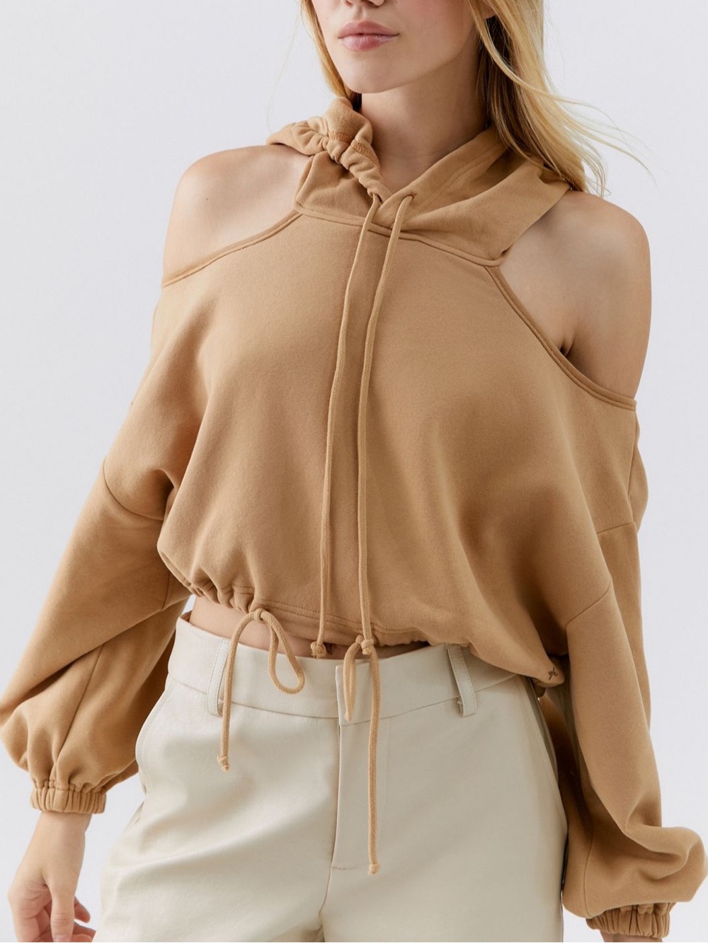 Cold-Shoulder Hoodie Sweatshirt